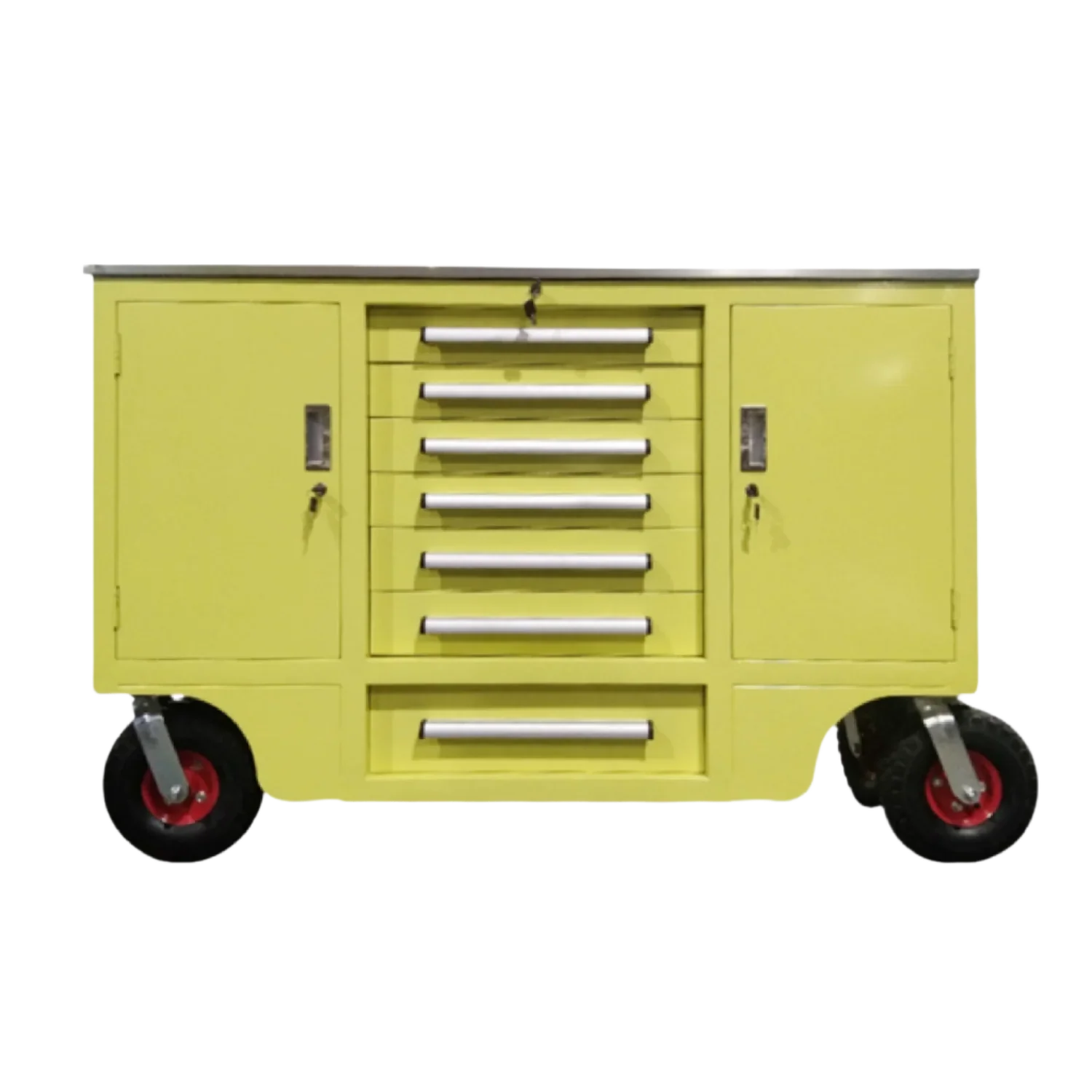 Chery Industrial 4.5ft Heavy Duty Mobile Workbench with 7 Drawers & 2 Cabinets