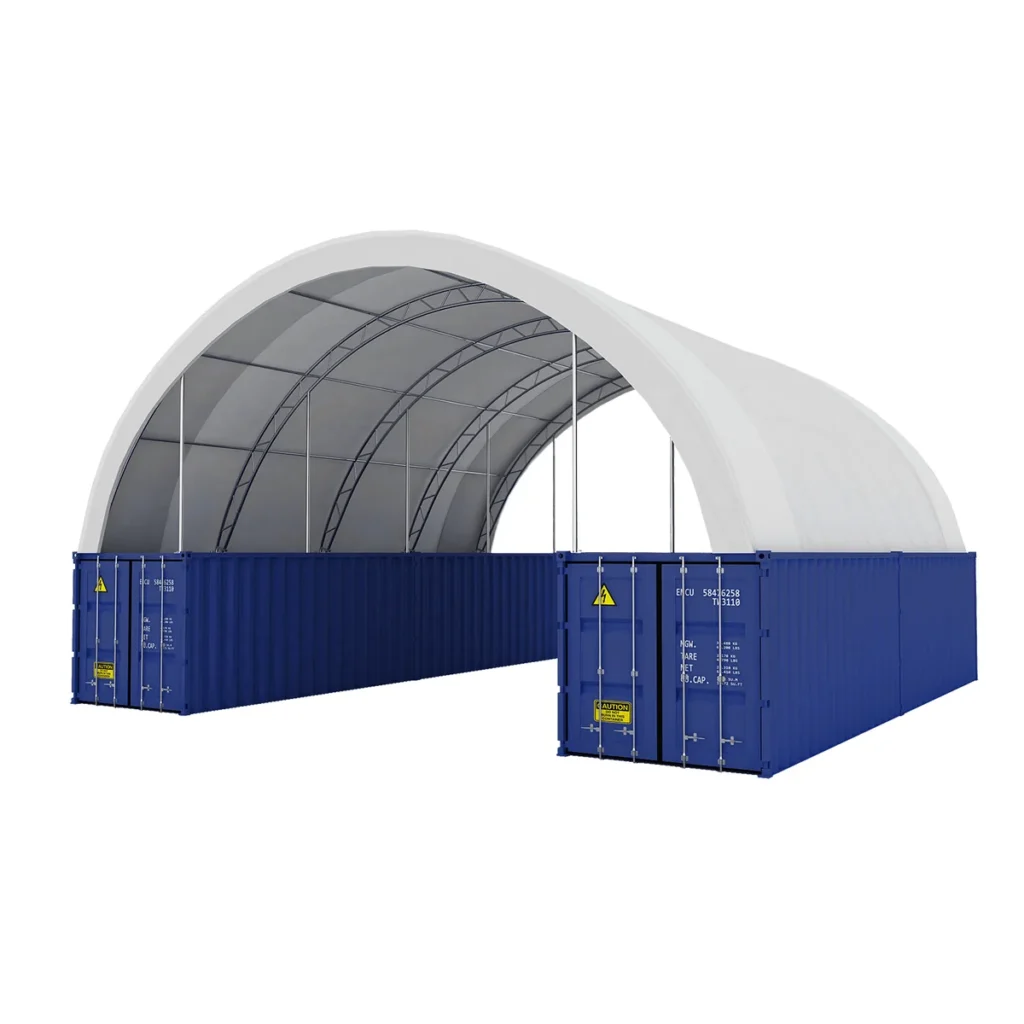 Chery Industrial 40'x40'x15' Double Truss Shipping Container Canopy Shelter, Outside