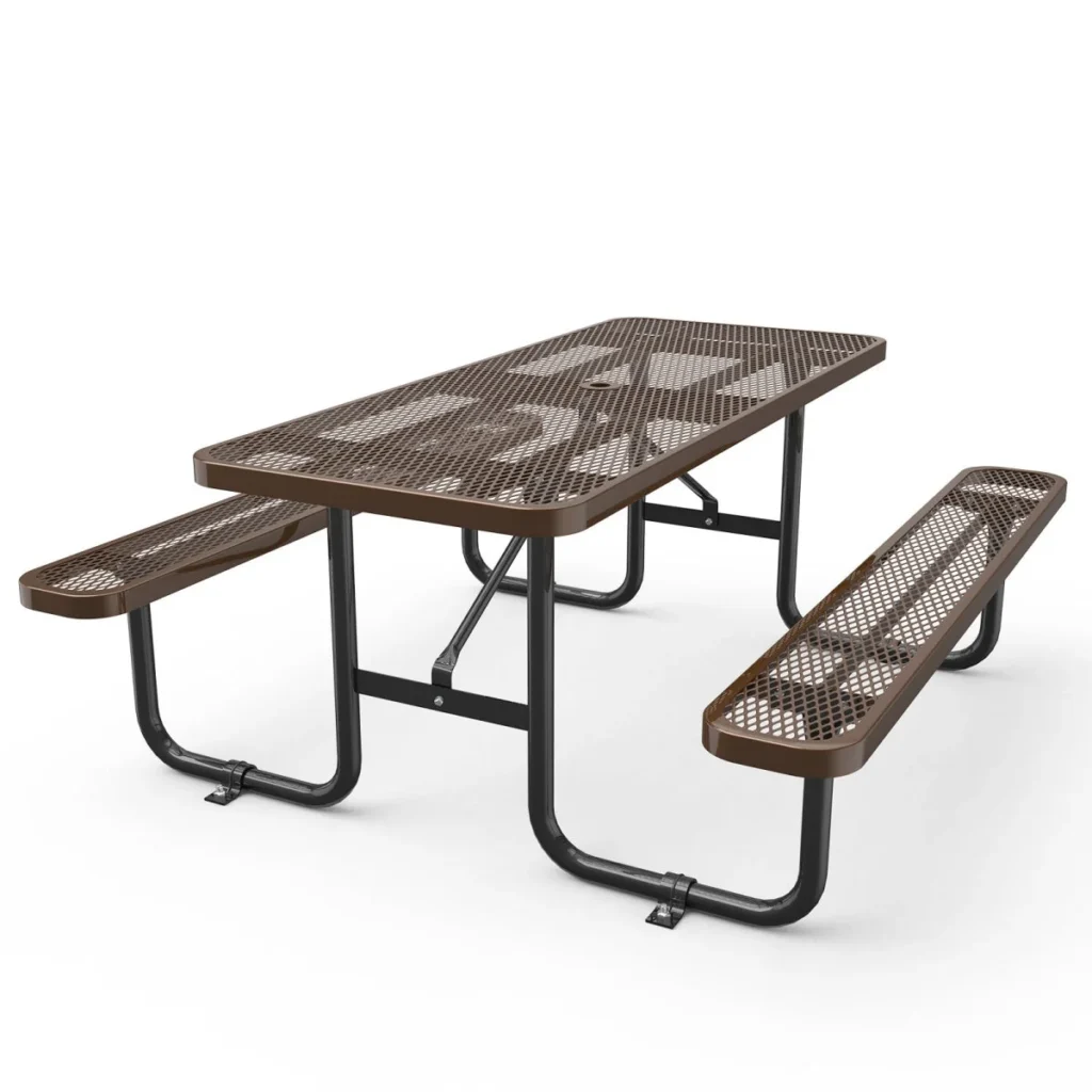 Chery Industrial 6ft Rectangle Picnic Table With Umbrella Hole