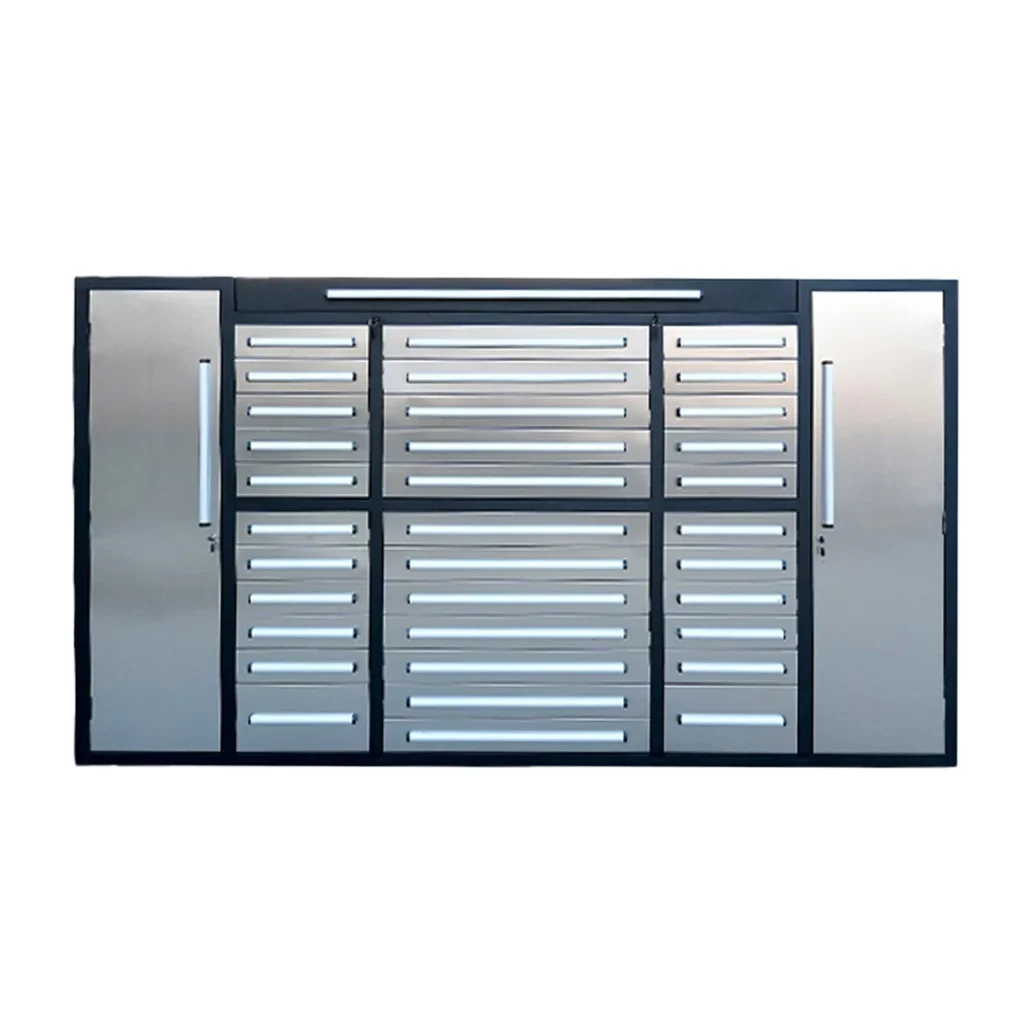 Chery Industrial 9 ft Garage Storage Cabinet with 34 Drawers & 2 Cabinets