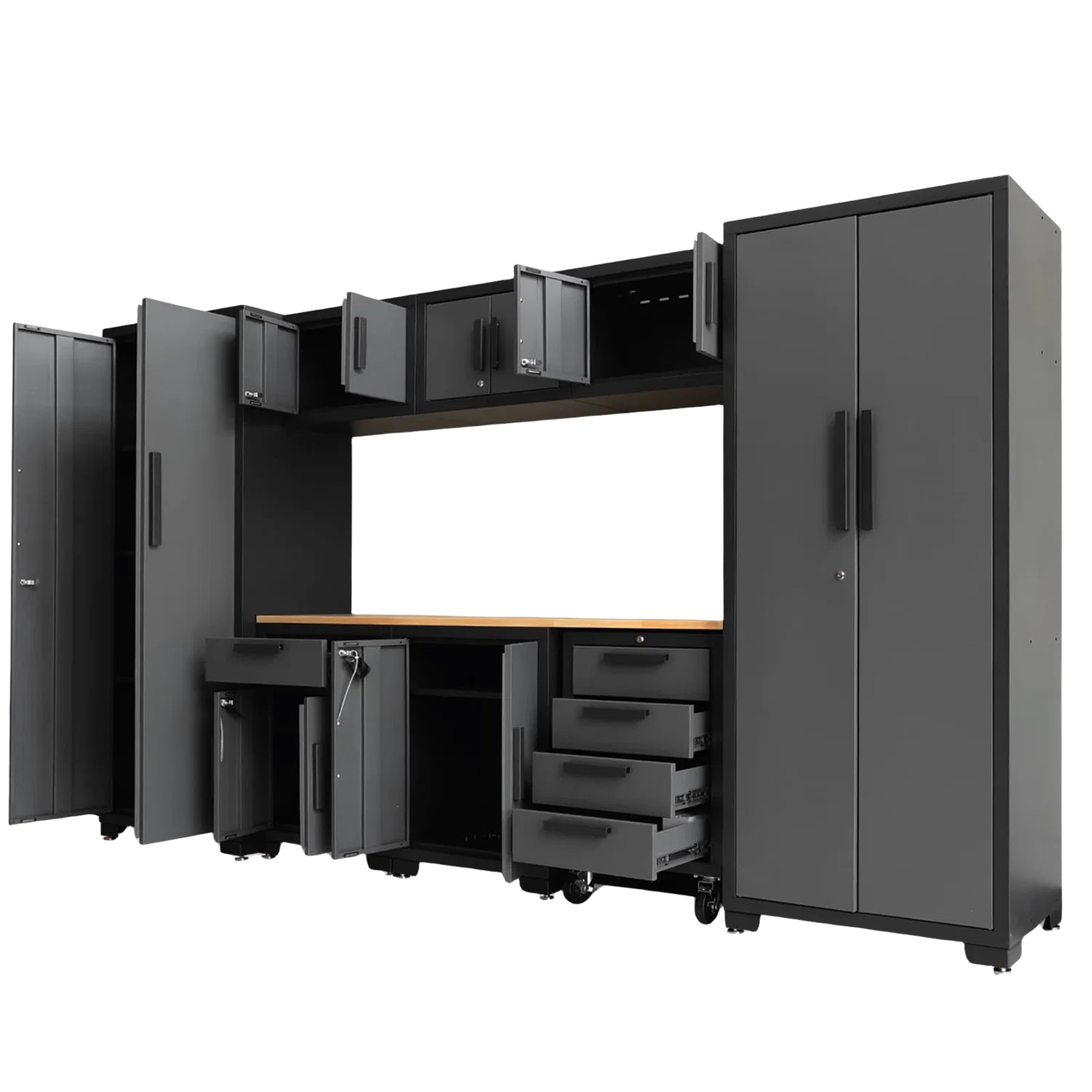 Chery Industrial 9-Piece Garage Storage Cabinet Set