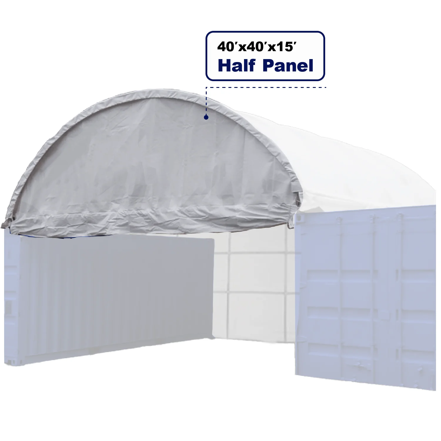 Chery Industrial Greatbear Half Panel with Frame for 40′ × 40′ × 15′ Container Shelter (22 oz PVC)