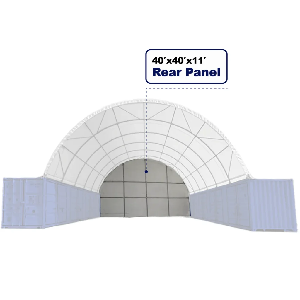 Chery Industrial Rear Cover for Gold Mountain Shipping Container Canopy Shelter 40'x40'x11'