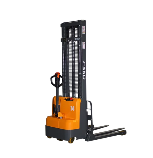 EKKO Full Powered Straddle Stacker 3000 lb. Capacity 145" Height EB14C-145