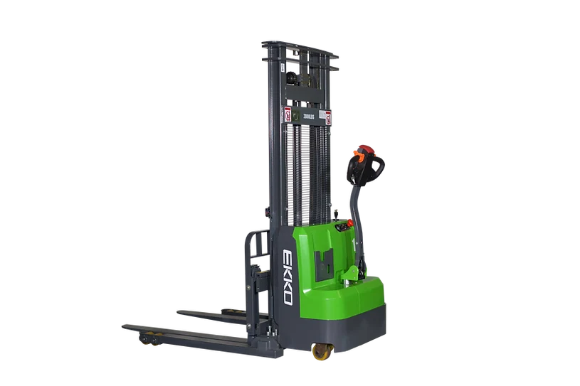 EKKO Lithium Straddle Stacker 3000 lb. Capacity 118" Height, Side Shift EB14CS-118Li