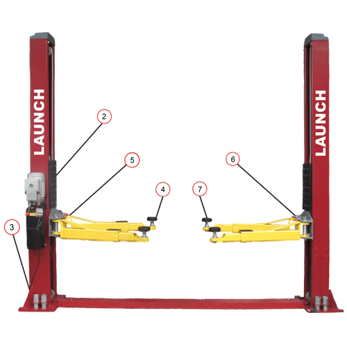 Launch Tech USA TLT240SB 9,000 lb Two Post Floor Plate - Symmetric - RED - Image 2