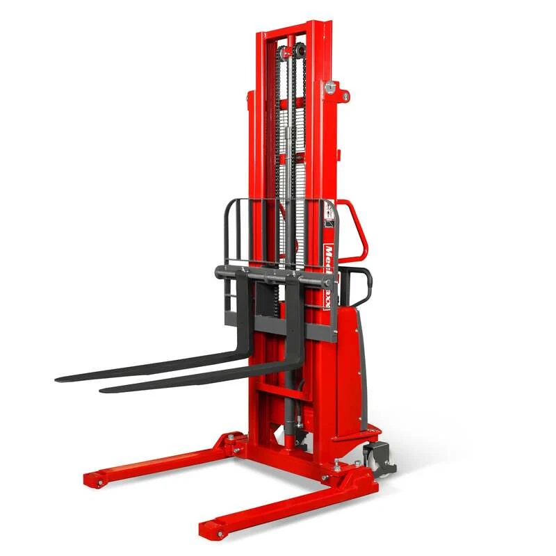 MechMaxx 202006 S33-118S Semi-Electric Straddle Stacker 3300 lb 118" Lift Adjustable Forks & Legs