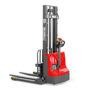 MechMaxx 202007 F26-118S Electric Straddle Stacker 2640 lb Lithium Battery 118" Lift Adjustable Forks & Legs
