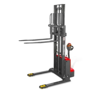 MechMaxx 202009 F33-98S Electric Straddle Stacker 3300 lb Lithium Battery 98" Lift Adjustable Forks & Legs