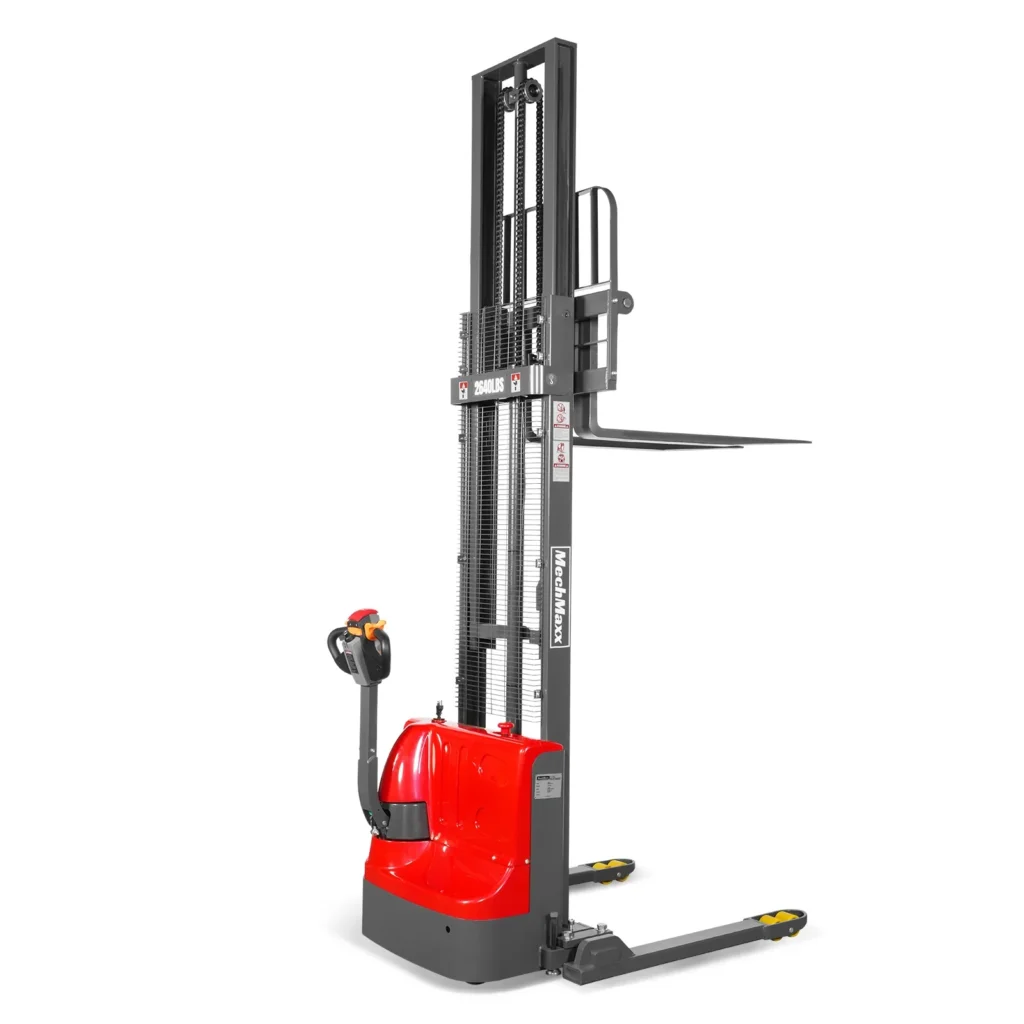 MechMaxx 2640lbs Electric Straddle Stacker, 118" Lift, Adjustable Legs & Forks, F26-118SLA