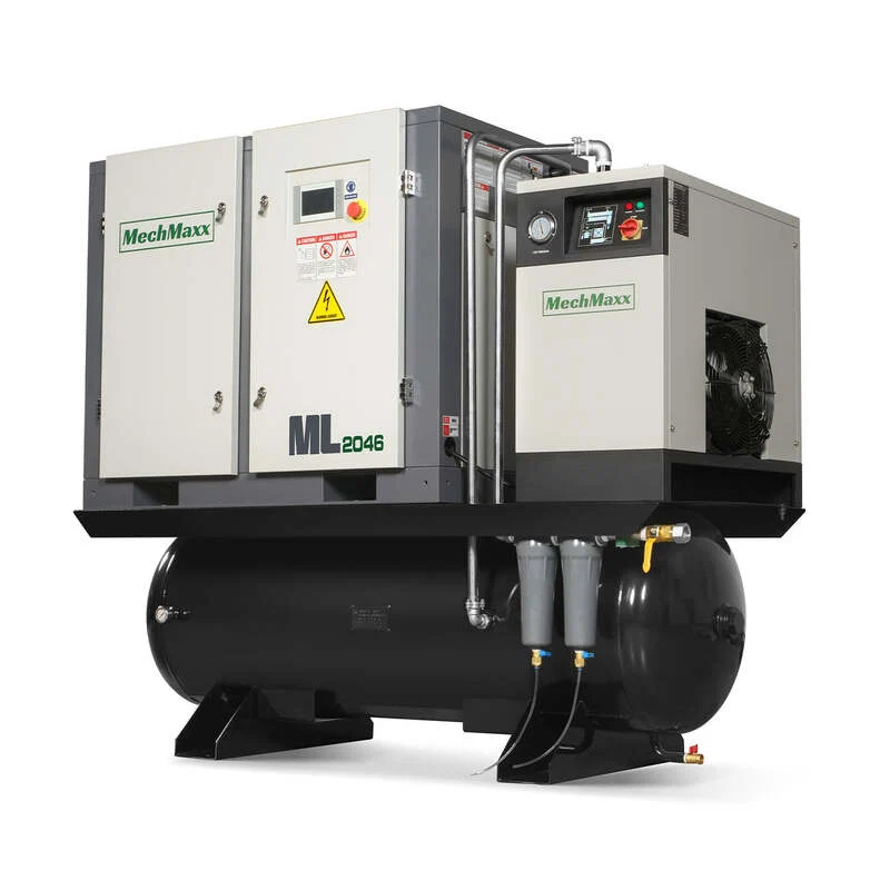 MechMaxx 300021 20HP Rotary Screw Air Compressor with Dryer & 105-Gal Tank – 78 CFM Industrial Air System