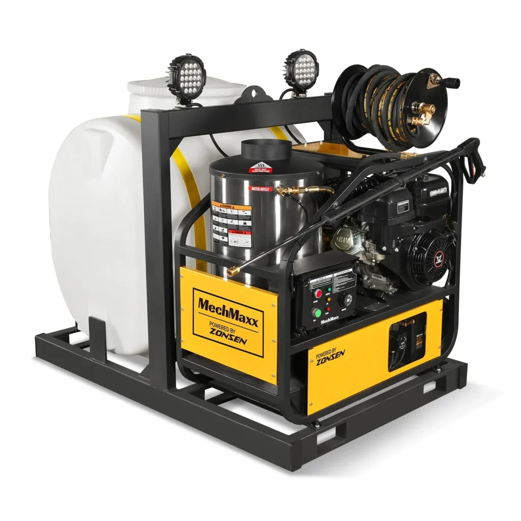 MechMaxx 4000 PSI 4 GPM ZONSEN E-Start Engine Hot Water Pressure Washer Skid Mounted with 175 Gal Tank, HPW40DT