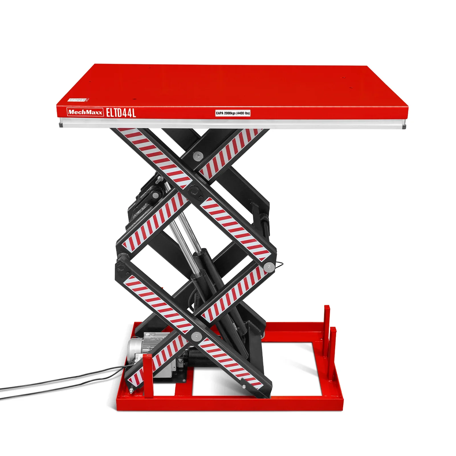 MechMaxx 4400 lb Capacity Stationary Electric Hydraulic Double Scissor Lift Table - 63" x 39.4" Platform, 70.1" Lift Height, UL Certified Motor, ELTD44L