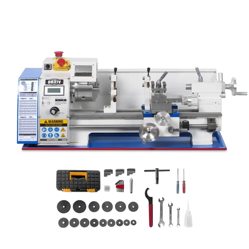 Mechmaxx 500003 ‘’ Spindle Bore Metal Lathe Machine 8'' x 16'' High Precision Brushless Motor Mini 1.5HP Benchtop 0-2500 RPM Variable Speed Metal Working Machine