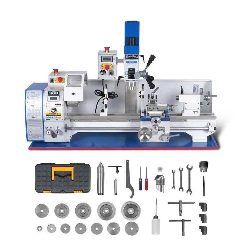 MechMaxx 500101 10" x 30" Combo Lathe Mill Drill – 1.5HP Brushless Motor, Variable Speed 0–2000 RPM
