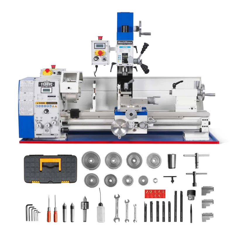 MechMaxx 500102 1130VC 11" x 30" Combination Lathe Milling Drilling Machine – 2HP Variable Speed Metalworking Lathe