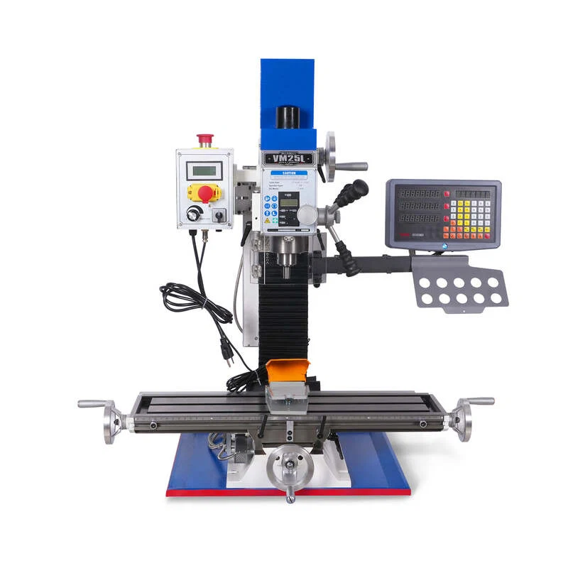 MechMaxx 500203 VM25LD 7" x 27-1/2" Benchtop Mill Drill with DRO – 1.5HP Variable Speed R8 Milling Machine
