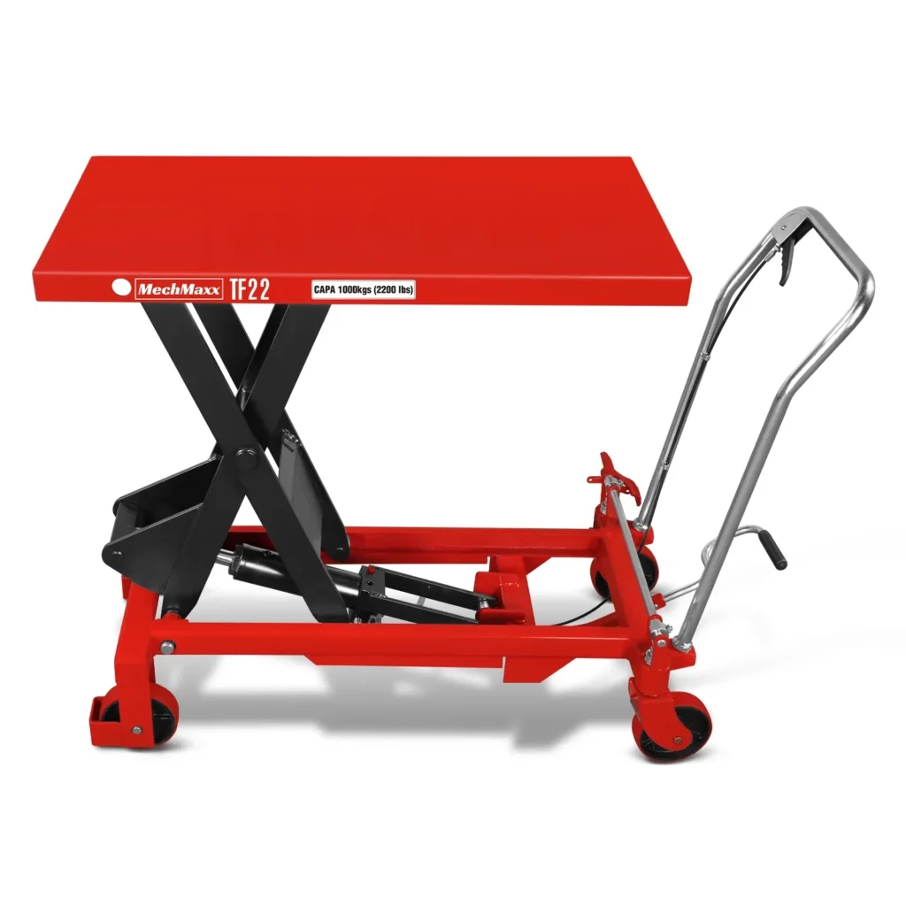 MechMaxx Mobile Scissor Lift Table Cart 2200lbs Capacity, Platform Size, 39.4” x 20.2”, Height 39.4” , TF22