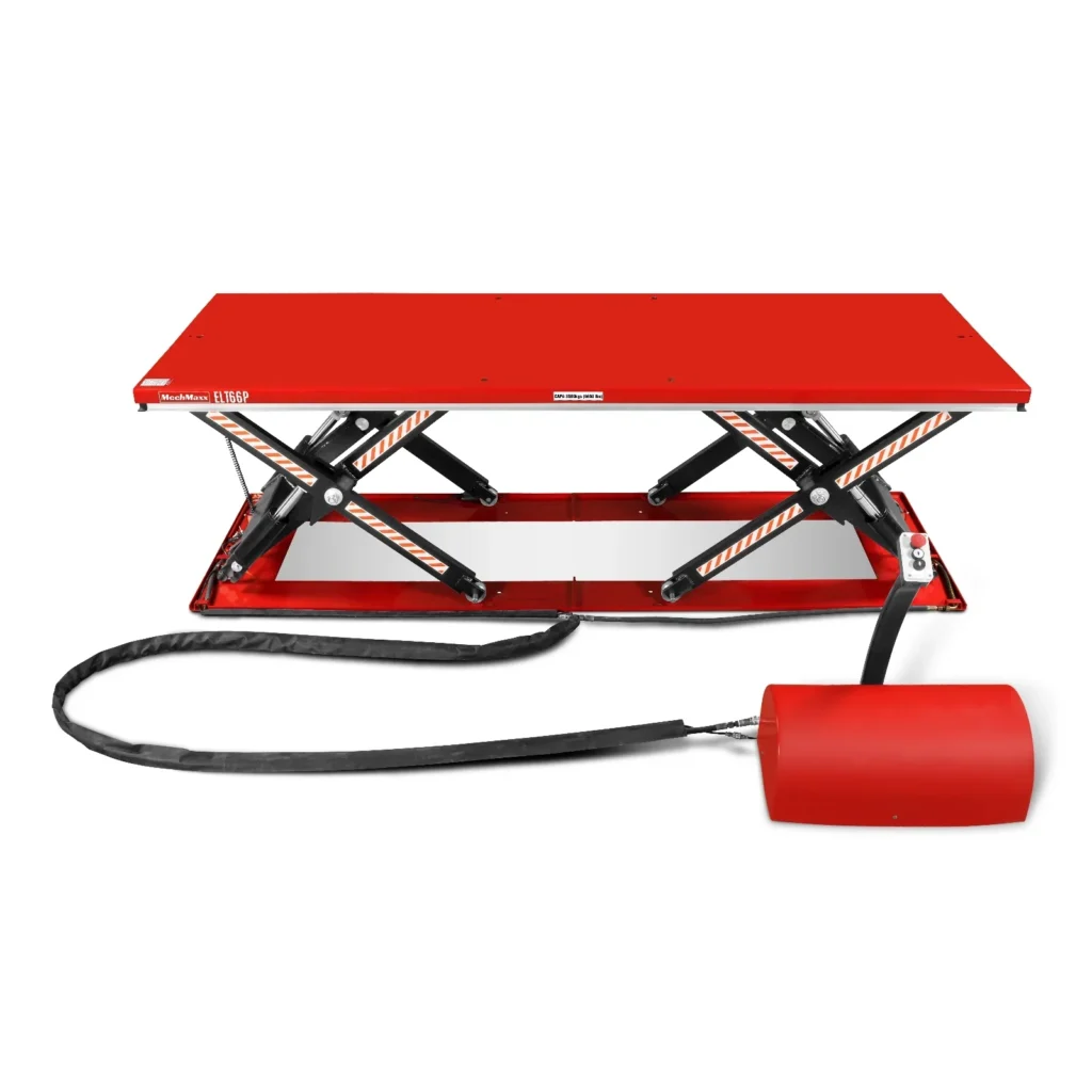 MechMaxx Stationary Electric Hydraulic Parallel Double Scissor Lift Table 6600lb Capacity, 112.9" x 39.4"Platform, 34.3"Lift Height, UL Certified Motor, ELT66P