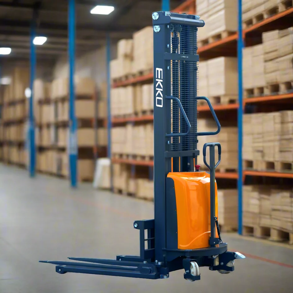 Semi-Electric Straddle Stacker | 3300 lbs Capacity | Lift Height 138'' | EKKO EA15D