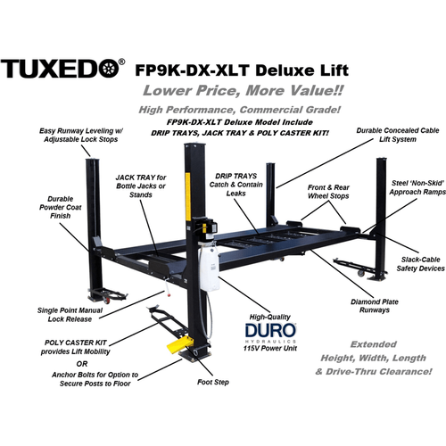 Tuxedo FP9K-DX-XLT 9,000 lb Deluxe Storage Lift Extended Length / Height -... - Image 2