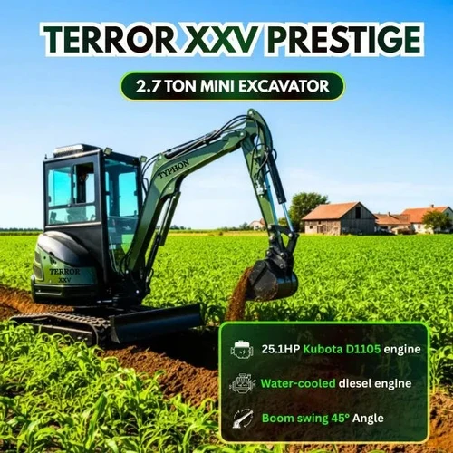 TYPHON TERROR XXV Diesel Mini Excavator 2.7 Ton, 25.1 hp Kubota D1105... - Image 2
