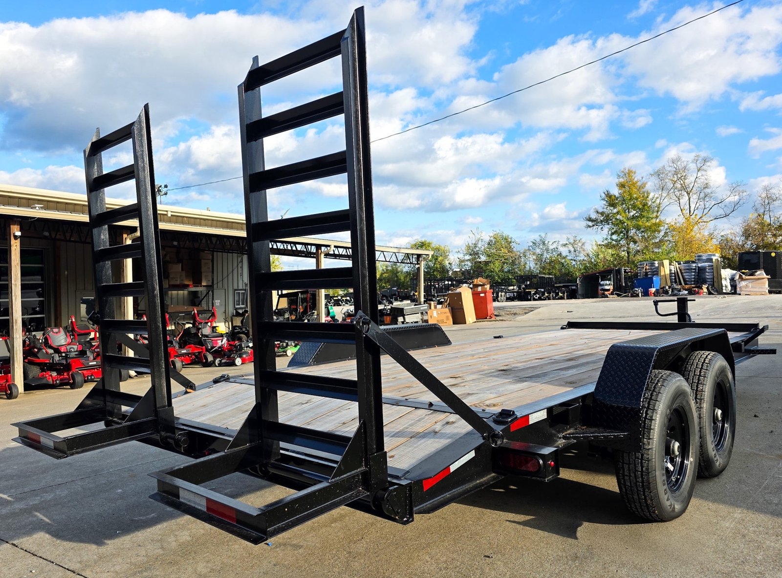 7' x 18' I-Beam Equipment Trailer (2) 7K Axles Stand-Up Ramps 14K GVWR - Image 7