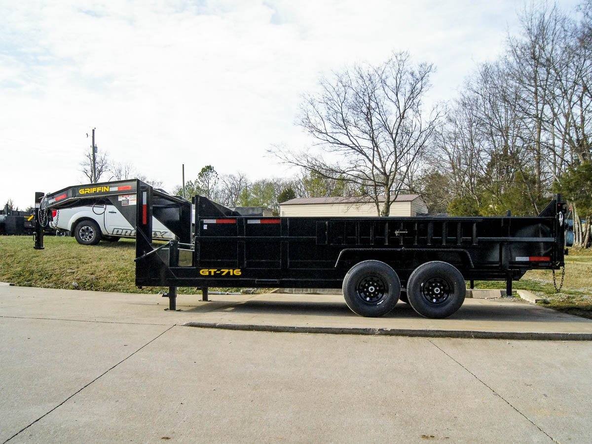 7x16 Gooseneck Telescopic Dump Trailer with 2ft Sides (2) 7K Axles - Image 3