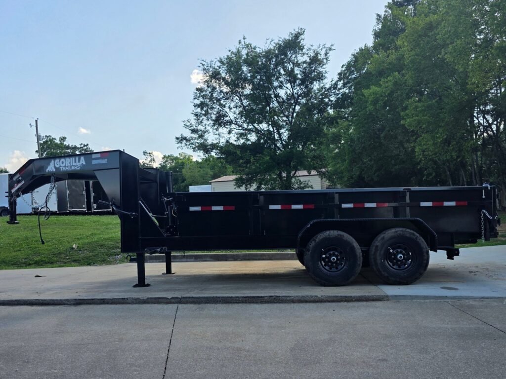 7x16 Gorilla Telescopic Gooseneck IBeam Dump Trailer 2ft Sides (2) 7K Axles