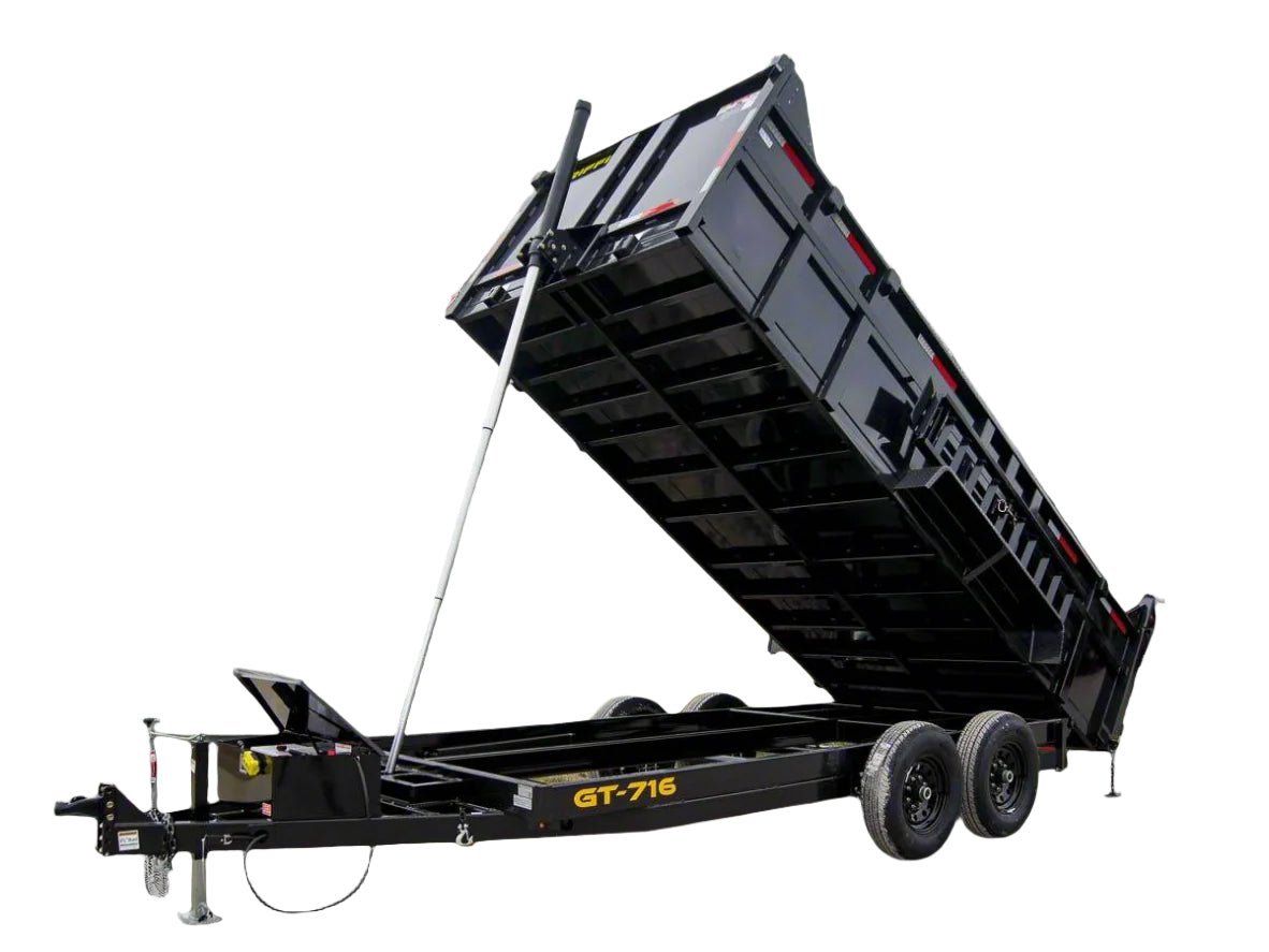 7x16 Telescopic Dump Trailer with 3ft Sides Powder Coated (2) 7K Axles GVWR 14k